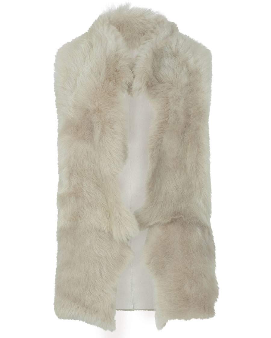 Mixed Texture Shearling Gilet in White | Women | Gushlow & Cole 3