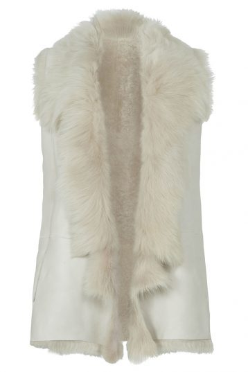 Mixed Texture Shearling Gilet in White | Women | Gushlow & Cole 2