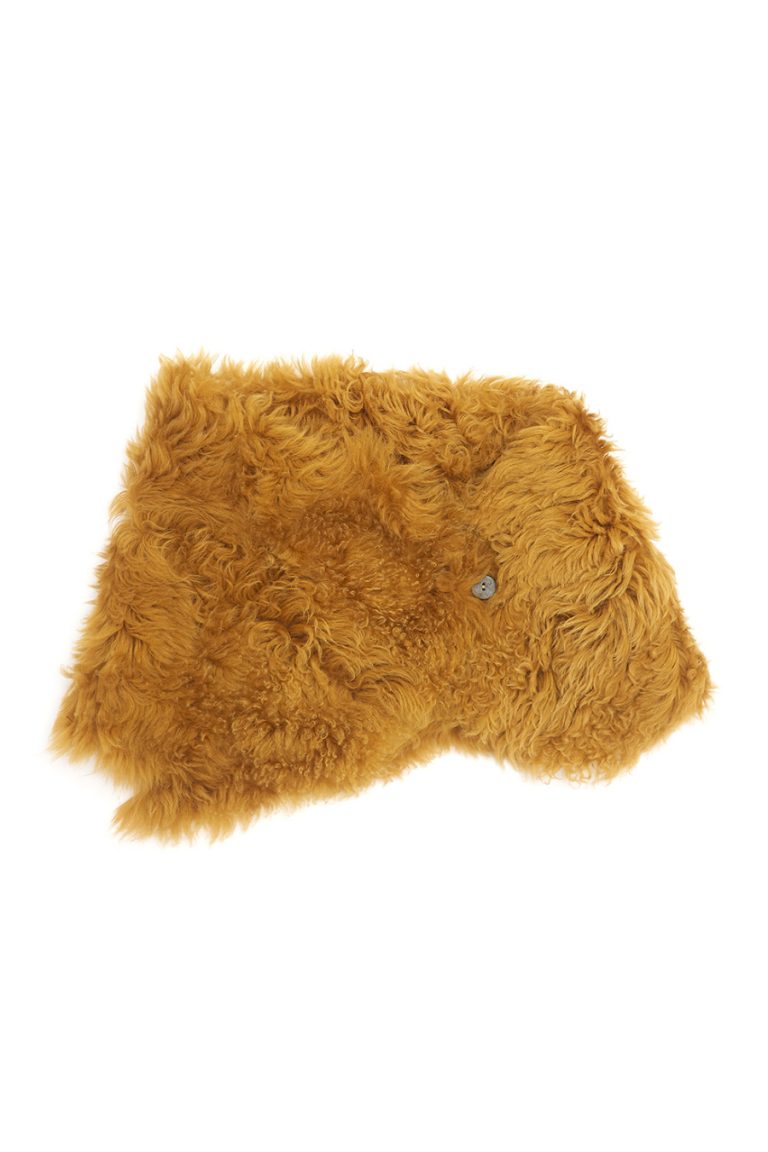 Two Button Shearling Snood Scarf in Mustard Yellow | Women | Gushlow & Cole 2
