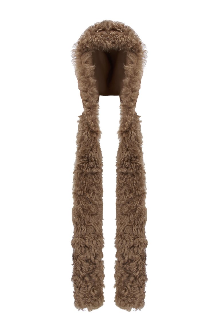 Shearling Hood Scarf in Camel | Women | Gushlow & Cole 1