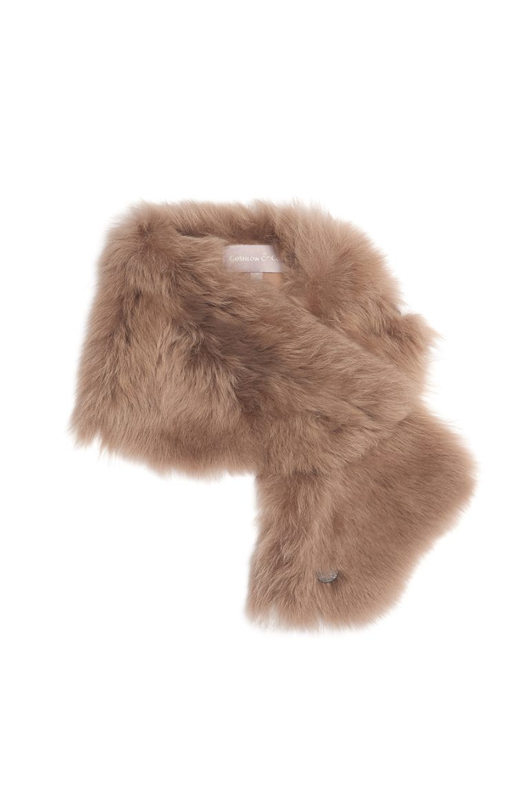 Baby Button Shearling Scarf in Camel | Women | Gushlow & Cole 2