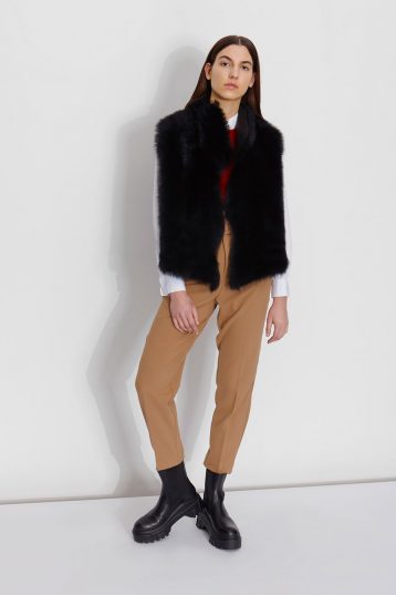 Shearling Rough Cut Gilet in black