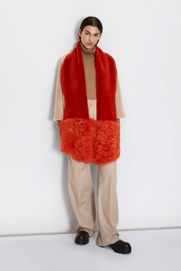 Shearling Mixed Scarf in Furnace Orange | Women | Gushlow & Cole