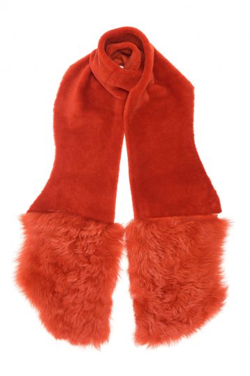 Shearling Mixed Scarf in Furnace Orange | Women | Gushlow & Cole 2