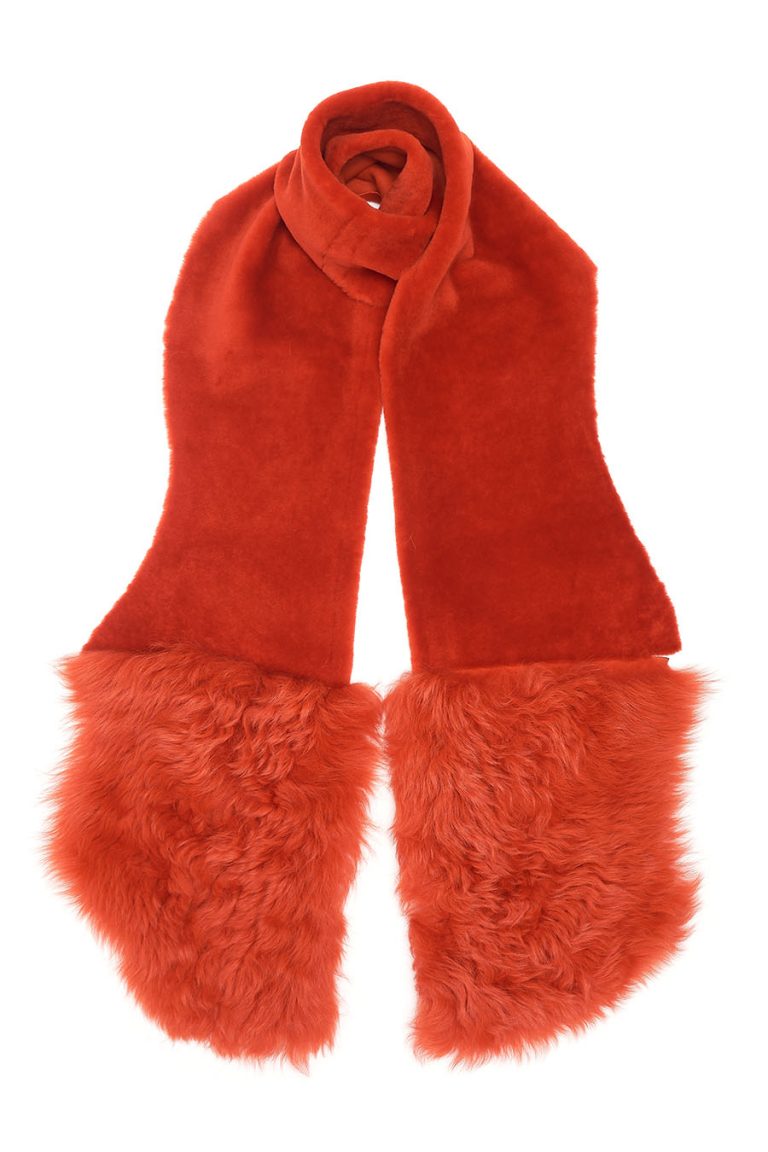 Shearling Mixed Scarf in Furnace Orange | Women | Gushlow & Cole 2