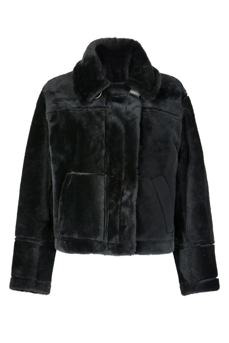 Shearling Aviator Jacket in Black | Women | Gushlow & Cole 1
