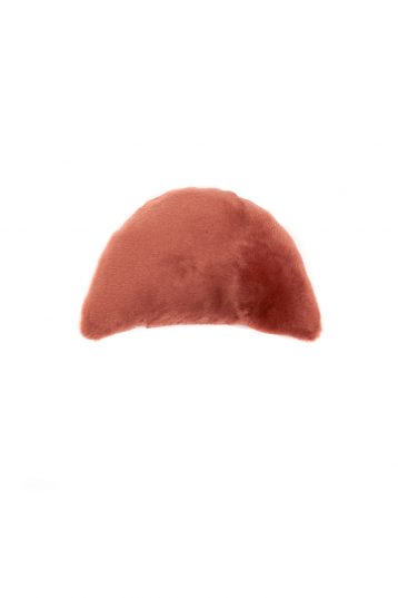 Half Moon Sheepskin Cushion in Cantaloupe Orange cut out