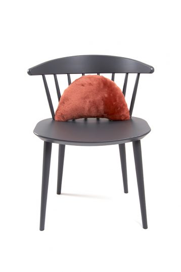 Half Moon Sheepskin Cushion in Cantaloupe Orange front
