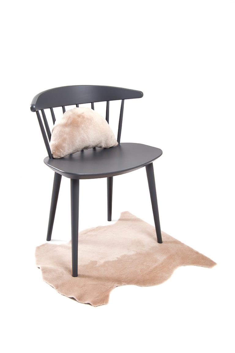 Half Moon Sheepskin Cushion in Beige side
