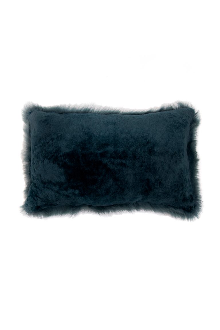 Large Toscana Sheepskin Cushion in Spruce Green cut out back