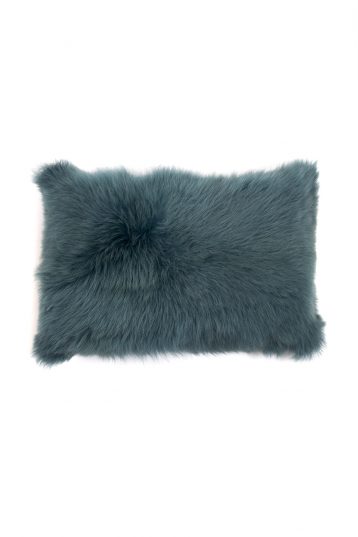 Large Toscana Sheepskin Cushion in Spruce Green cut out front