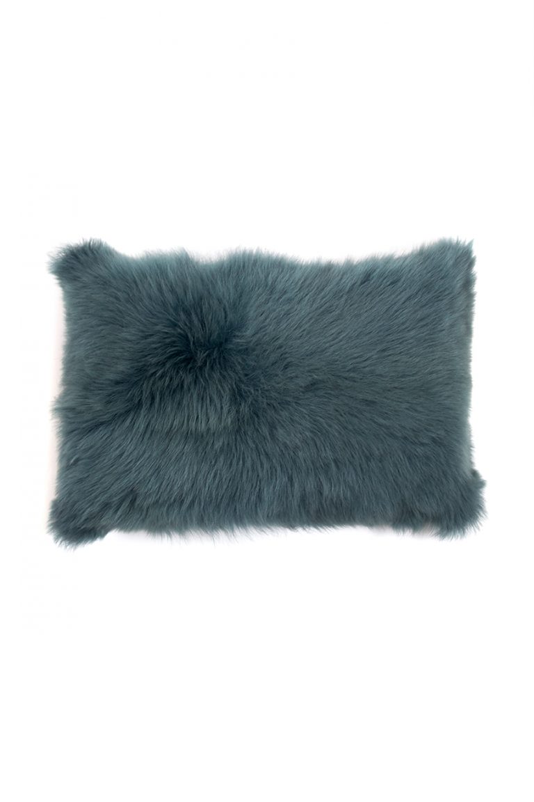 Large Toscana Sheepskin Cushion in Spruce Green cut out front