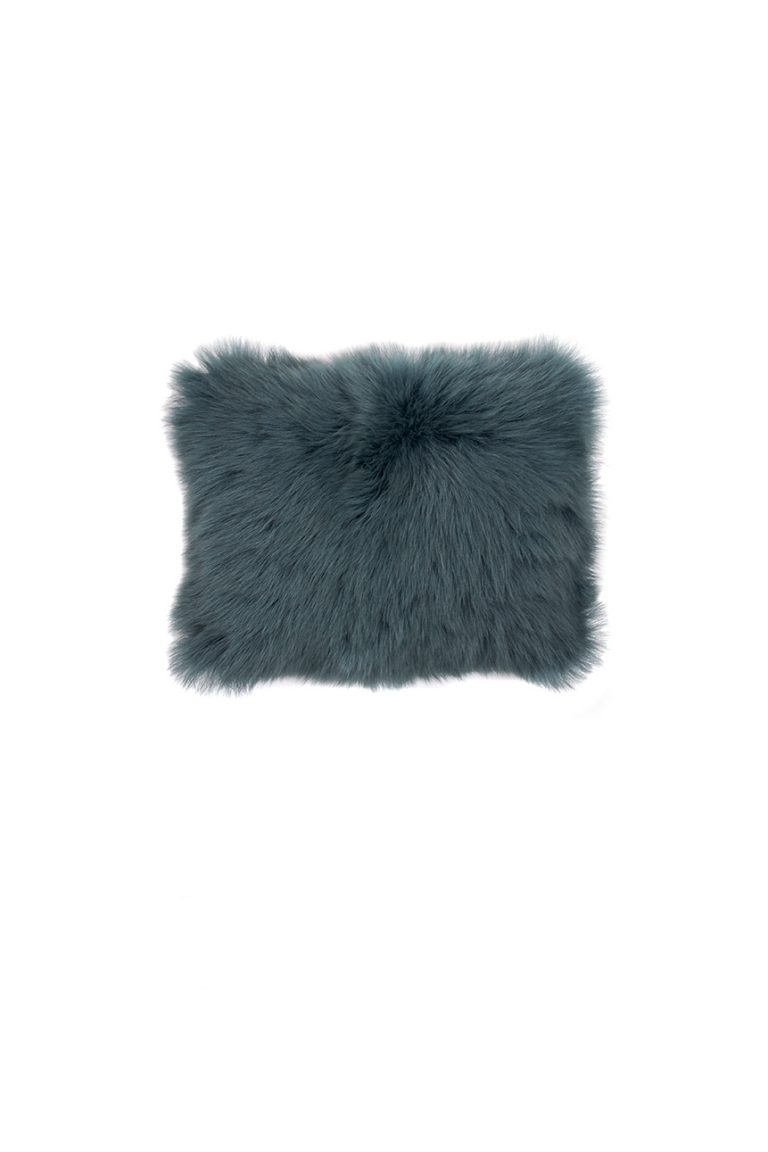 Small Toscana Sheepskin Cushion in Spruce Green cut out front