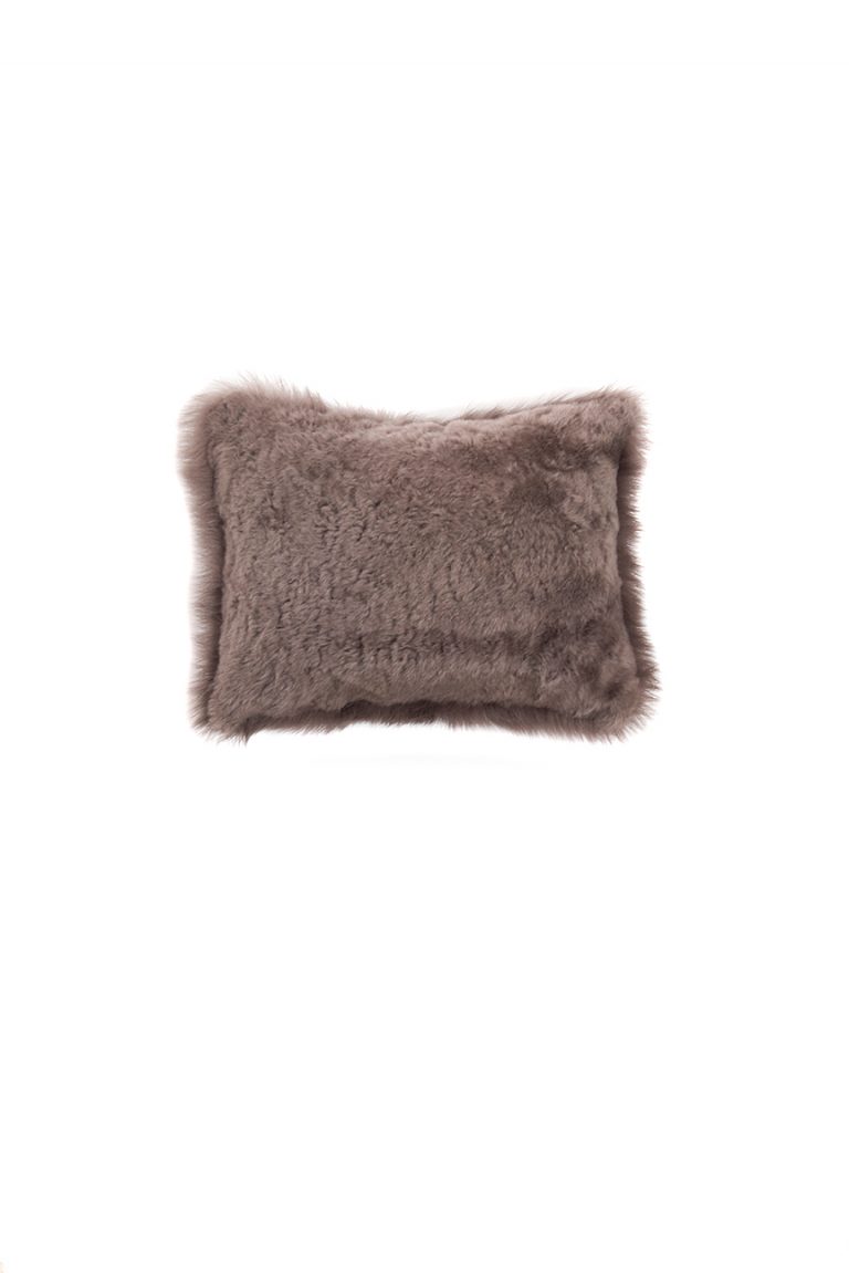 Small Toscana Sheepskin Cushion in Taupe cut out back