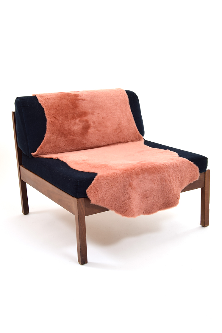 Double Merino Sheepskin Rug in Cantaloupe Orange side