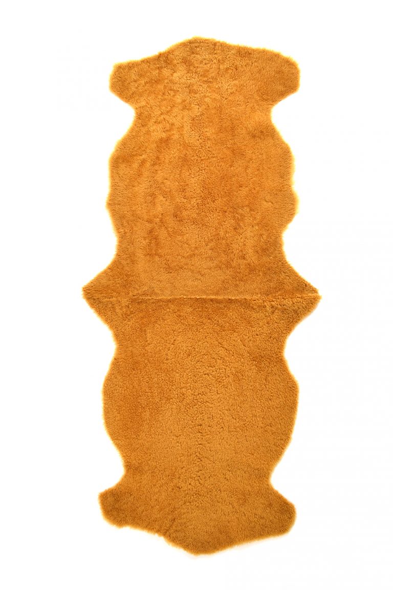 Double Teddy Merinillo Sheepskin Rug in Mustard Yellow cut out