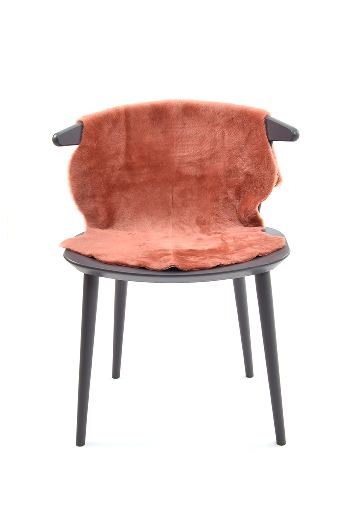 Medium Merino Sheepskin Rug in Cantaloupe Orange front