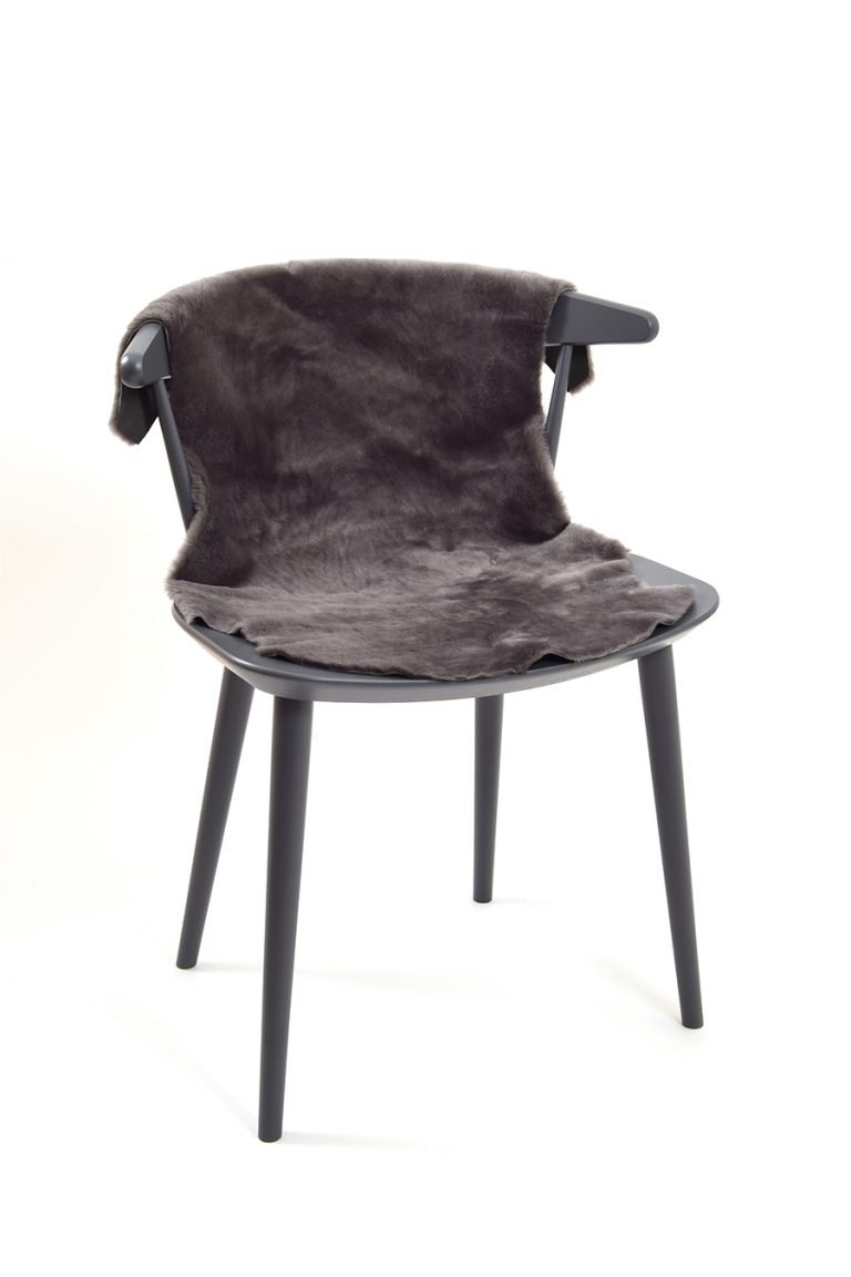 Medium Merino Sheepskin Rug in Grey side