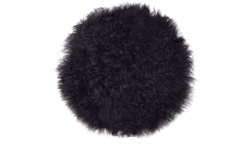 Curly Sheepskin Seat Pad in Dark Grey cut out