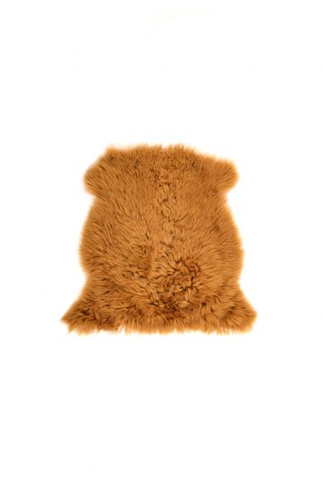 Small Curly Toscana Sheepskin Rug in Mustard Yellow cut out