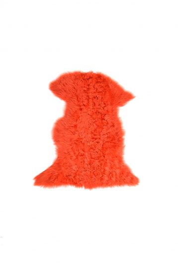 Small Curly Toscana Sheepskin Rug in Furnace Orange cut out