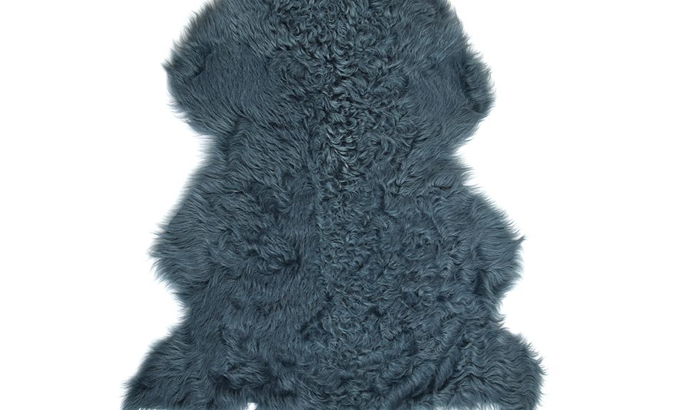Small Curly Toscana Sheepskin Rug in Spruce Green cut out