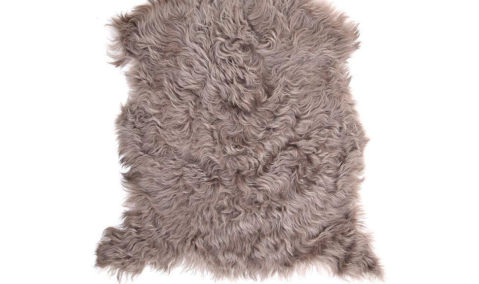 Small Curly Toscana Sheepskin Rug in Taupe cut out