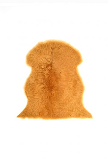 Small Toscana Sheepskin Rug in Mustard Yellow cut out