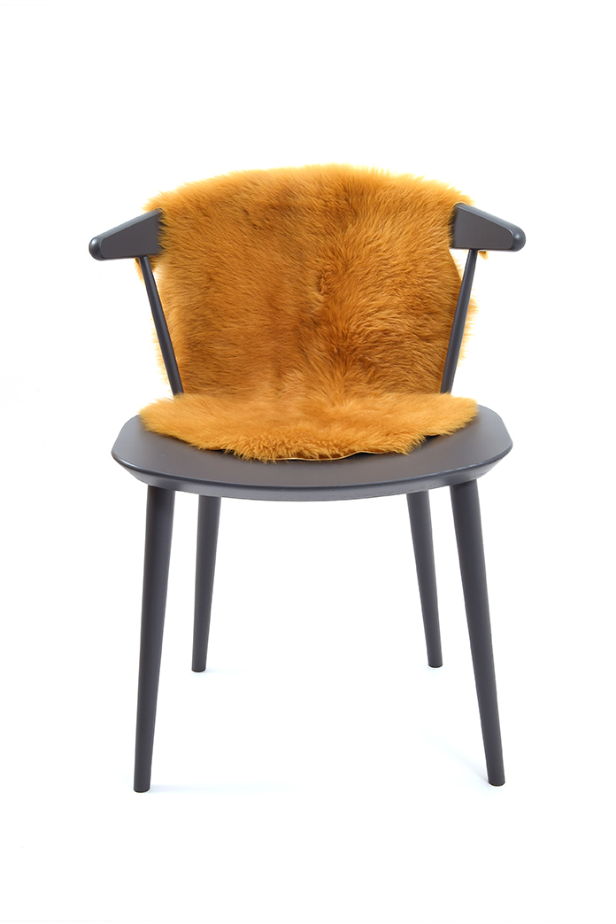 Small Toscana Sheepskin Rug in Mustard Yellow front 2