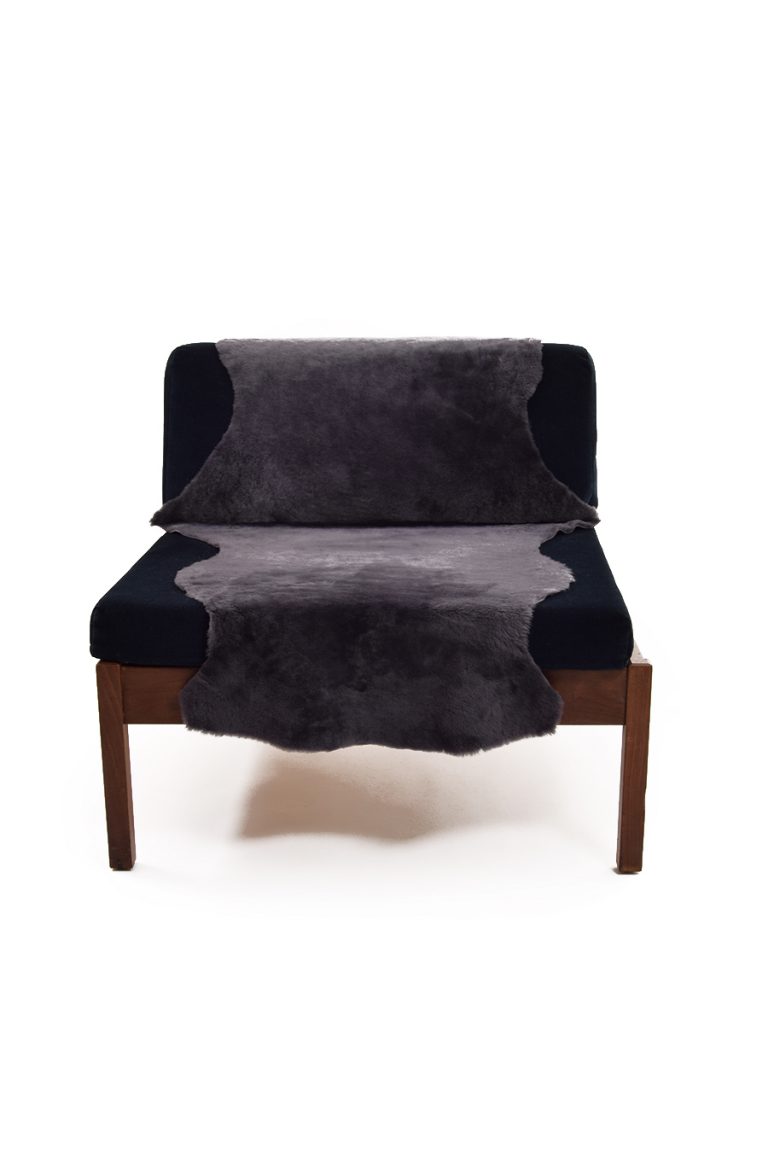 Double Merino Sheepskin Rug in dark grey front