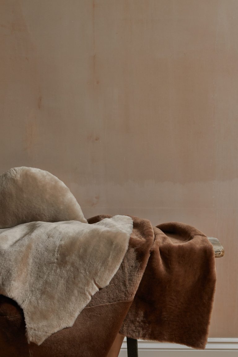 Medium Merino Sheepskin Rug in beige gushlow and cole homeware lifestyle