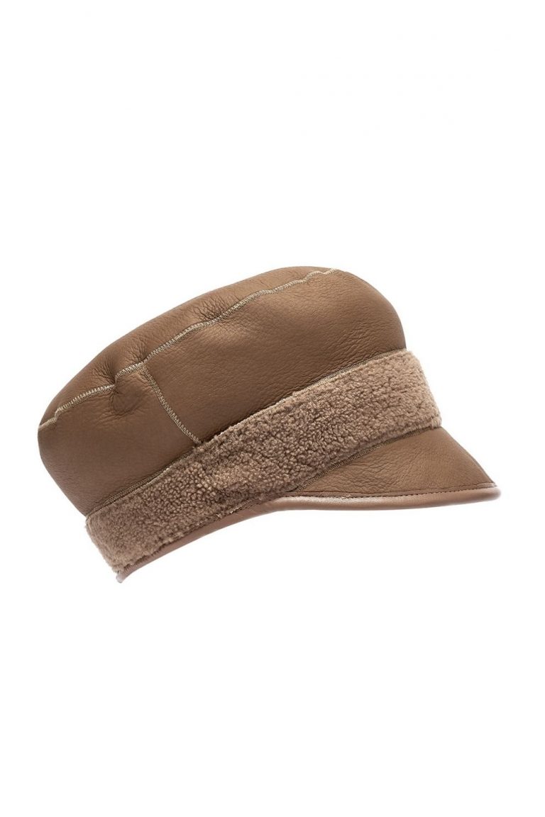 white leather bound shearling cap - cut out wool out - women | Gushlow & Cole