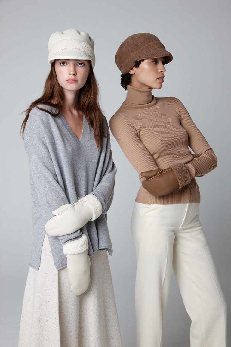 camel leather bound shearling cap - models - women | Gushlow & Cole