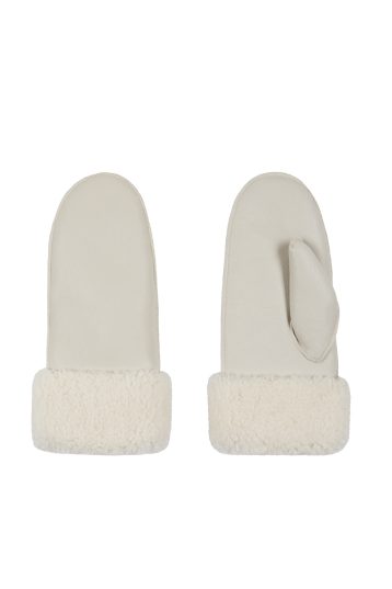 white full palm shearling mittens - womens luxury shearling | Gushlow & Cole - product cut out