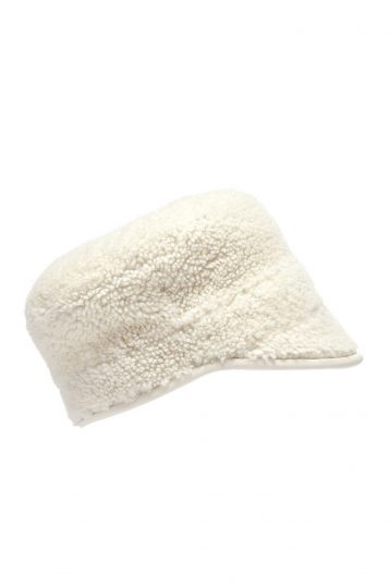 white leather bound shearling cap - cut out wool out - women | Gushlow & Cole
