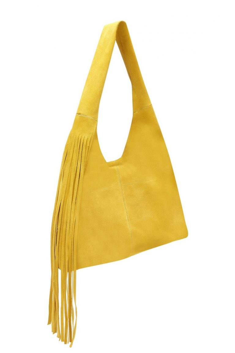yellow fringed leather shoulder bag - cut out front side 2 - women | Gushlow & Cole