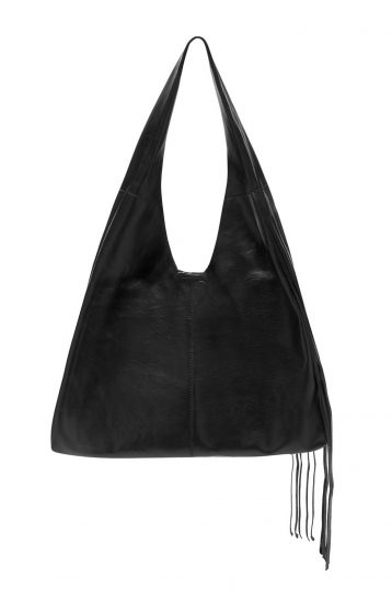 black fringed leather shoulder bag - cut out - women | Gushlow & Cole