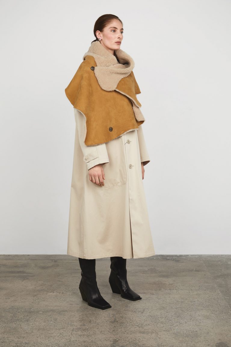 Cream Shearling Wrap Scarf gushlow and cole womens shearling model side scarf reversed