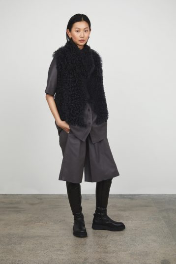 Graphite Black Hand Knit & Shearling Gilet gushlow and cole womens shearling model full length