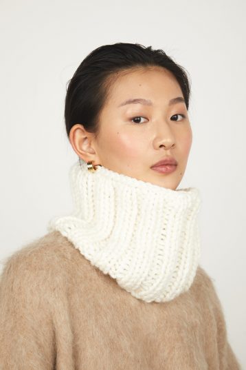 white Cable Knit Snood gushlow and cole womens shearling model crop