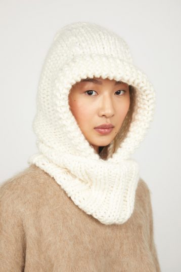 white Hand Knit Balaclava gushlow and cole womens shearling model crop jumper
