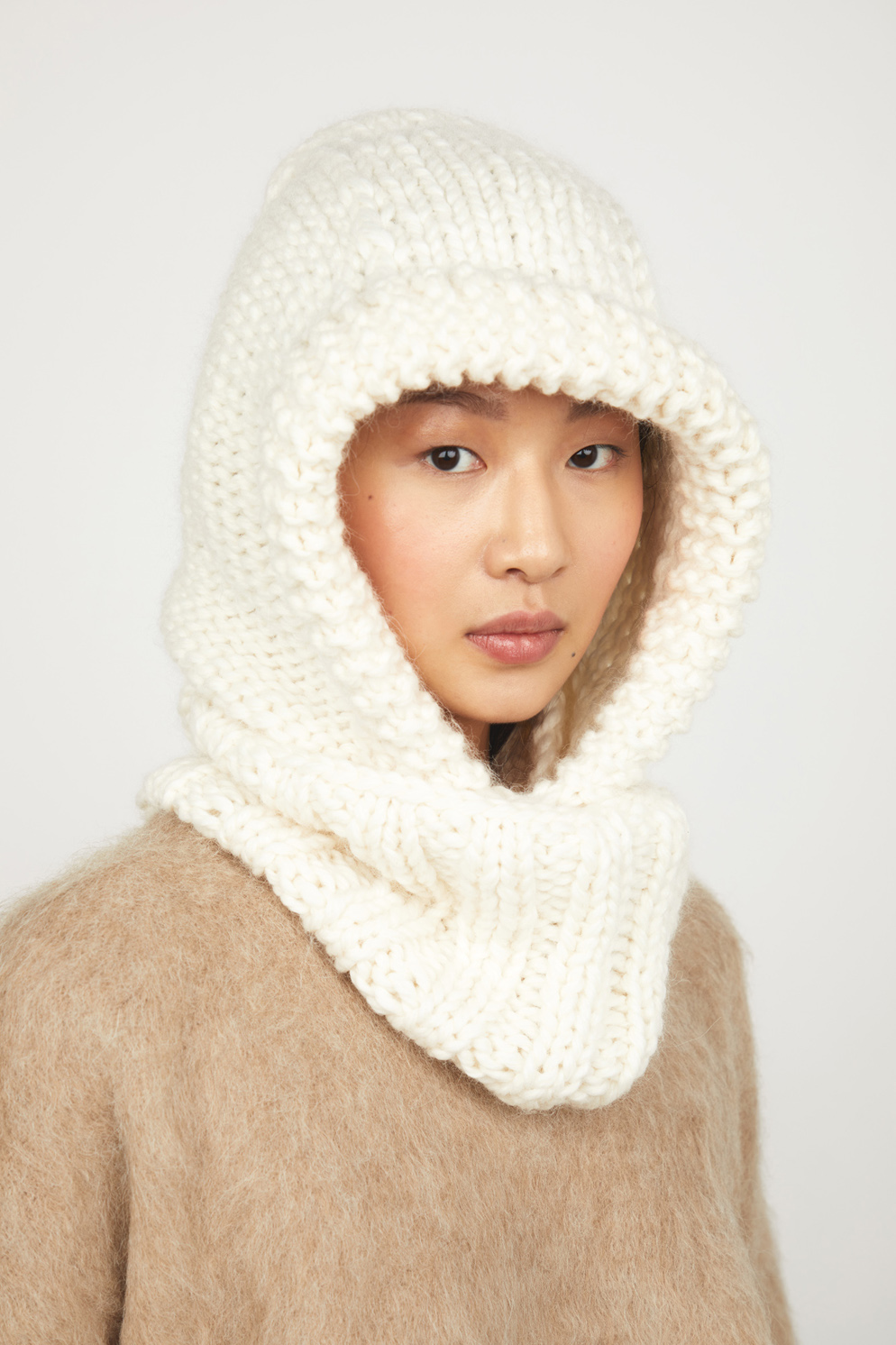 White Hand Knit Balaclava Womens Gushlow & Cole