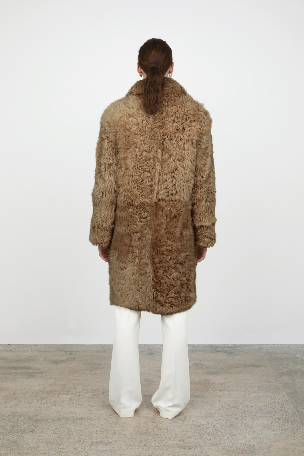 Camel deals shearling coat