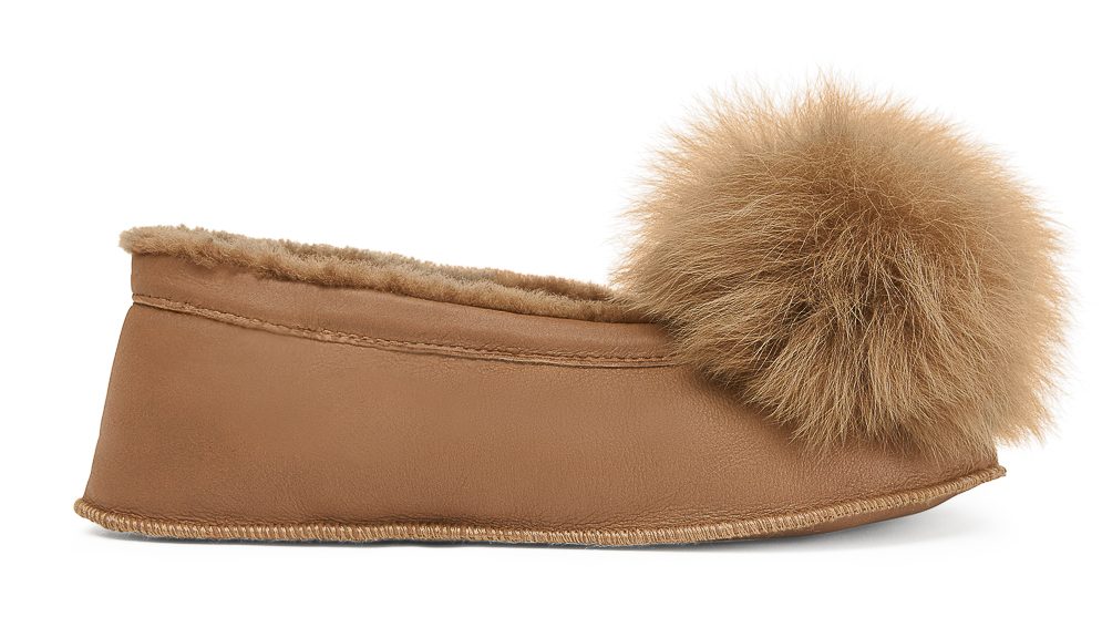Brown Margot Shearling Slippers gushlow and cole cut out