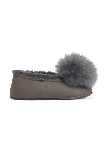 Grey Margot Shearling Slippers gushlow and cole cut out