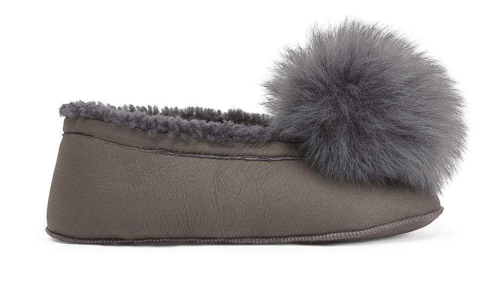 Grey Margot Shearling Slippers gushlow and cole cut out