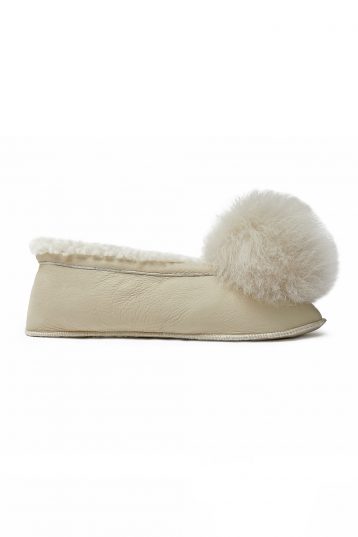 White Margot Shearling Slippers gushlow and cole cut out