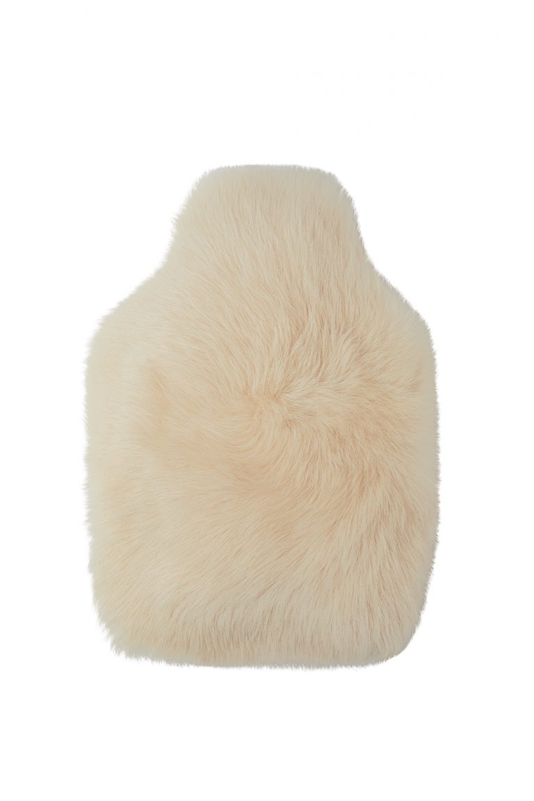 White Shearling Hot Water Bottle Cover gushlow and cole homeware front cut out