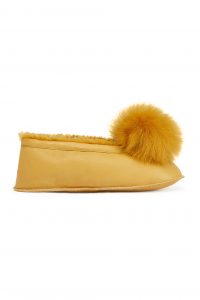 Yellow Margot Shearling Slippers gushlow and cole cut out side