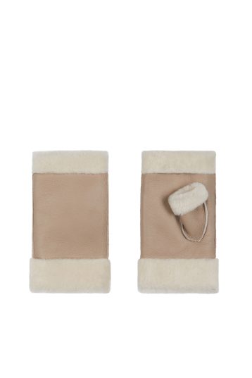 Stone White Fingerless Shearling Mittens | Womens Luxury Shearling | Gushlow & Cole | cut out
